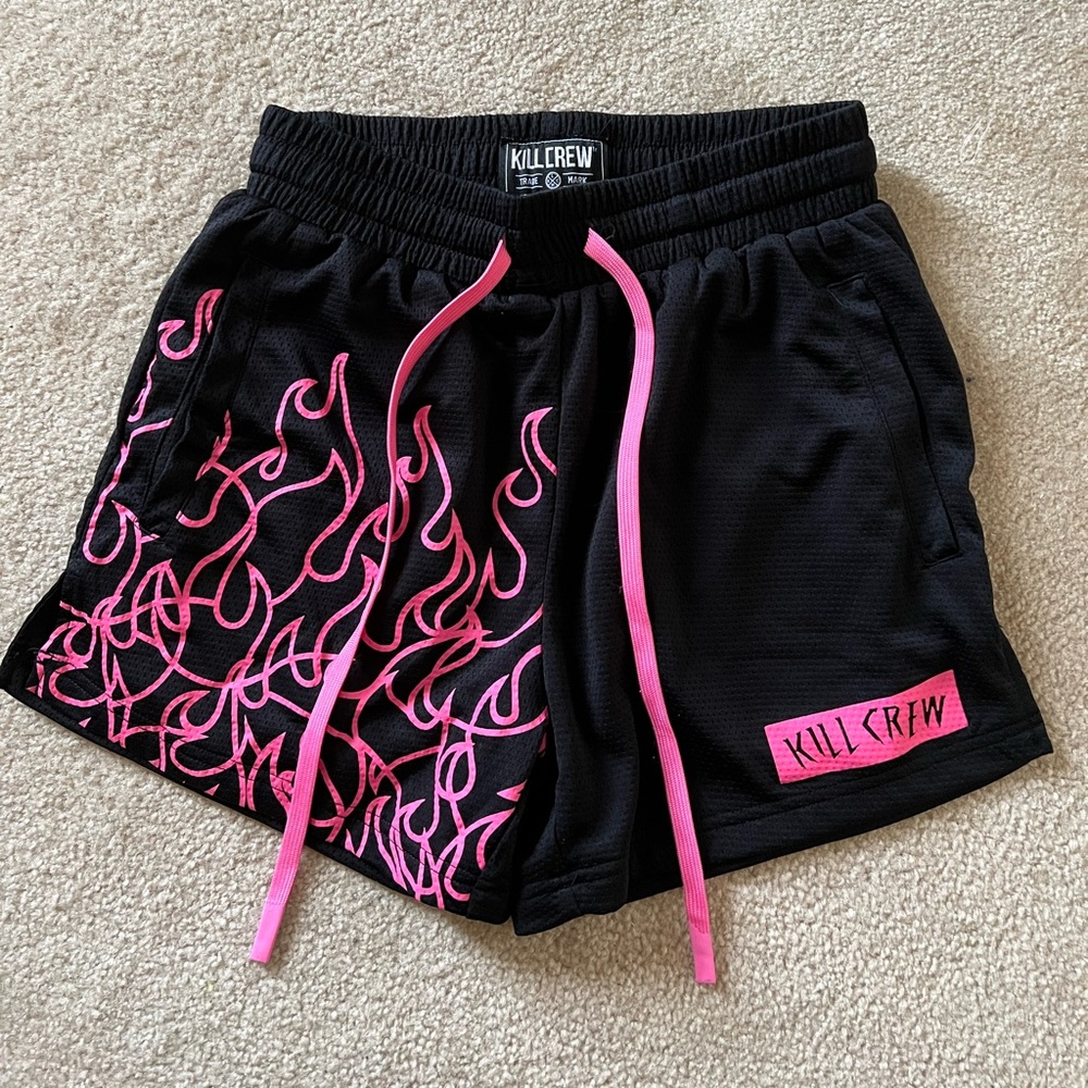 Kill Crew Black and Pink Athletic Shorts